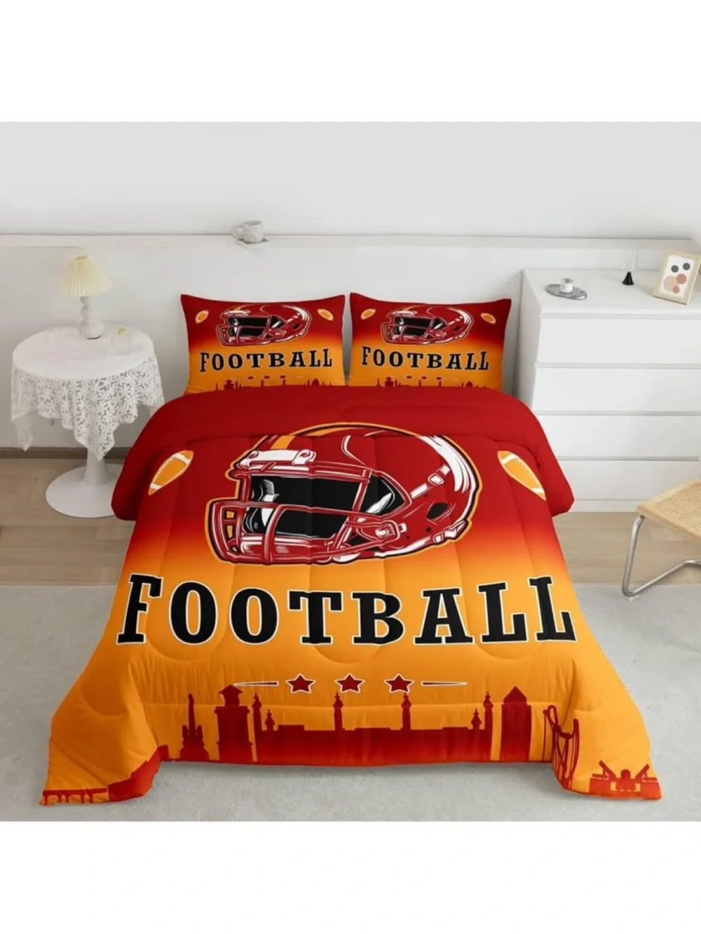 Football Helmet Comforter Set twin size new